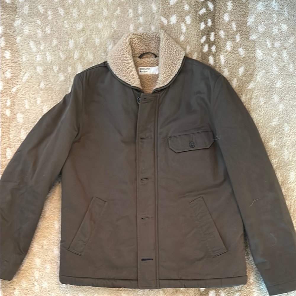 Men's Brown Jacket with Shearling Collar